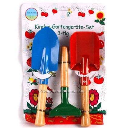 Color Metal Wooden Handle Kids Garden Tool Set Photo 2