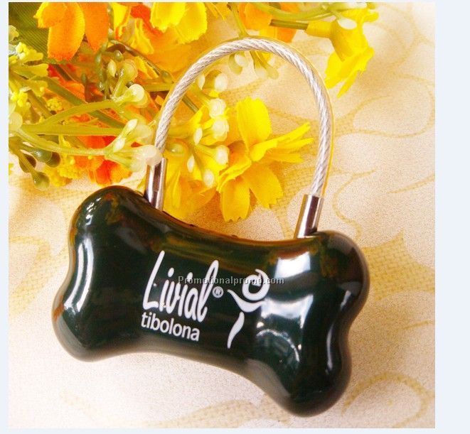 Zine-alloy creative bone shape metal lock logo product Photo 2