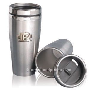 Stainless Travel Mug - Pewter Emblem Decoration